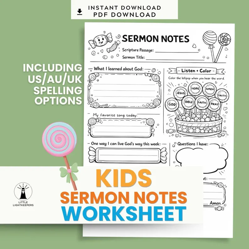 Kids Church Notes Worksheet Bible Study