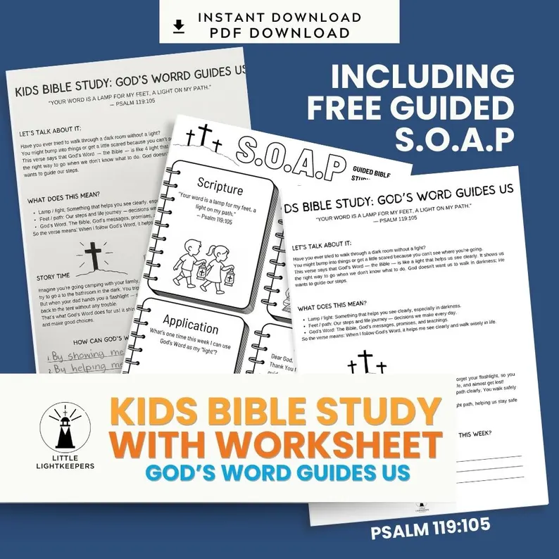 Kids Bible Study Worksheet — Guided SOAP