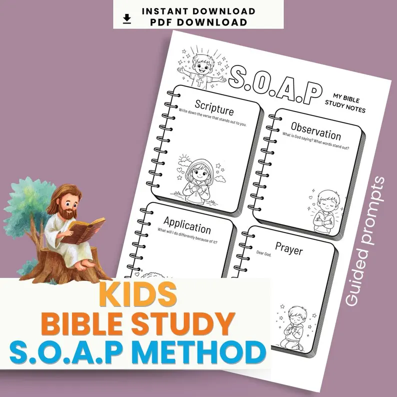Kids Bible Study Worksheet — SOAP Method