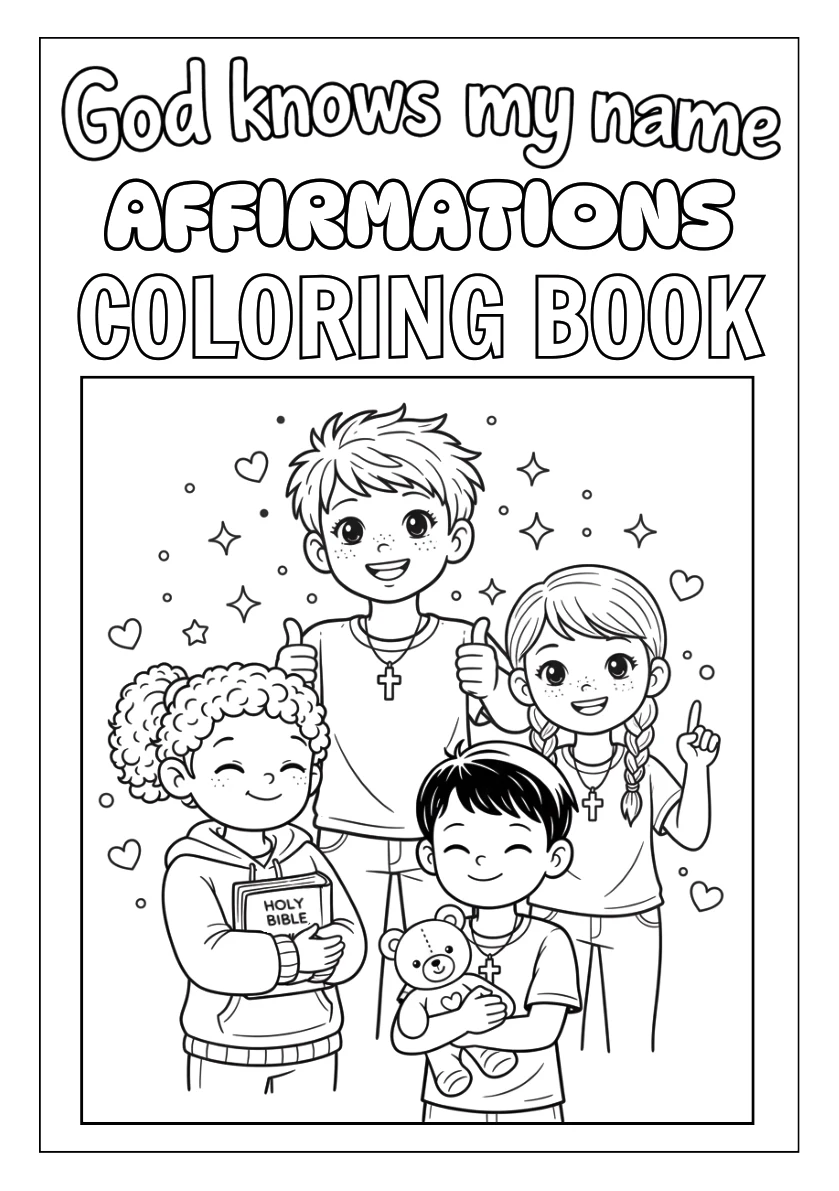 God Knows Your Name affirmations colouring book — cover