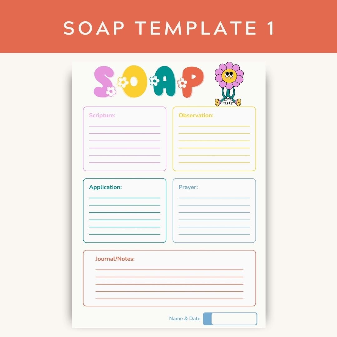 Bible Study Template S.O.A.P Method (Flower Theme) Printable PDF Download — Bible Study Template Soap Method Flower 1