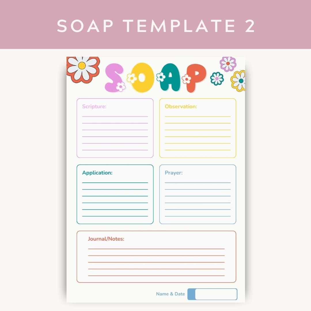 Bible Study Template S.O.A.P Method (Flower Theme) Printable PDF Download — Bible Study Template Soap Method Flower 2