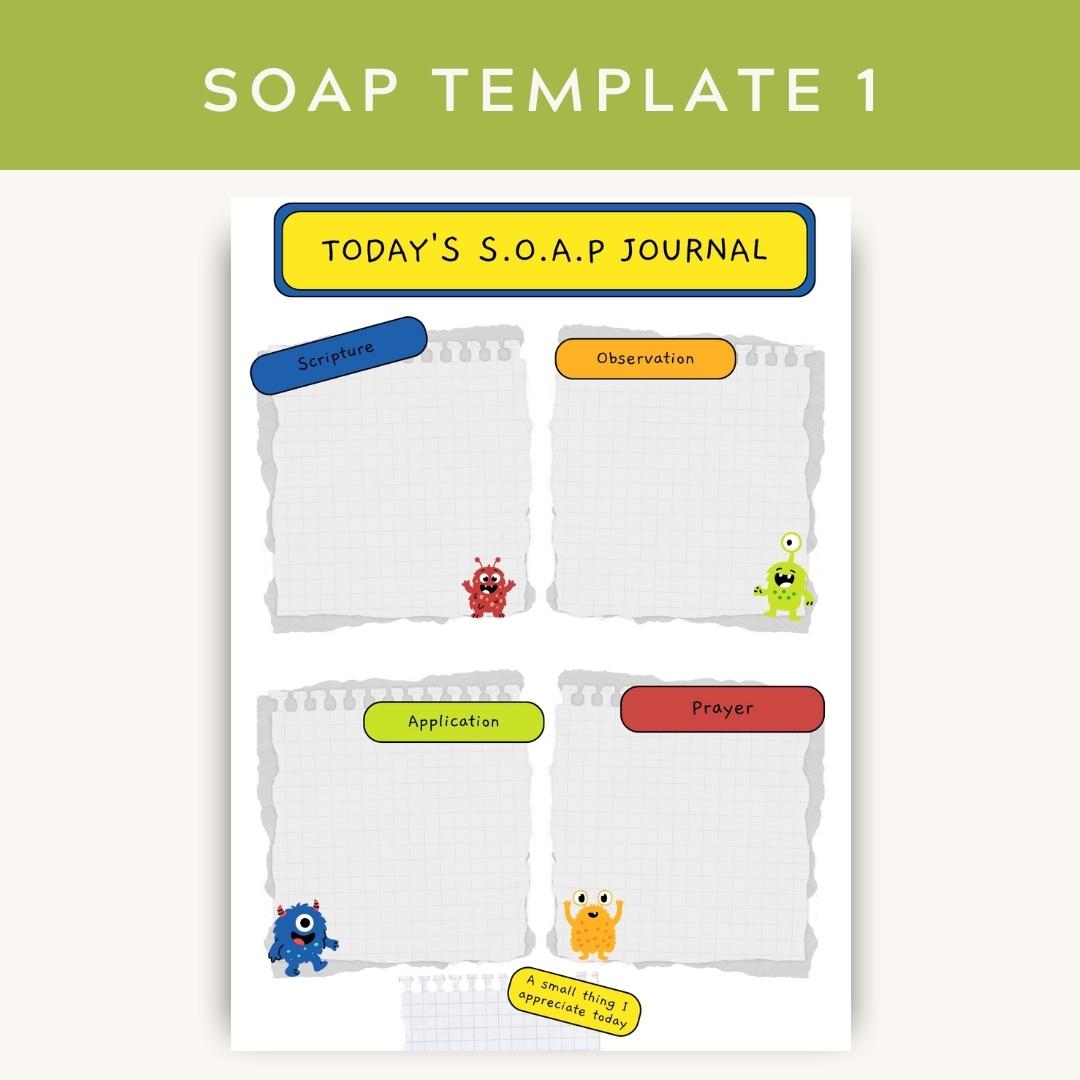 Bible Study Template S.O.A.P Method (Monster Theme) Printable PDF Download — Bible Study Template Soap Method Monster 1