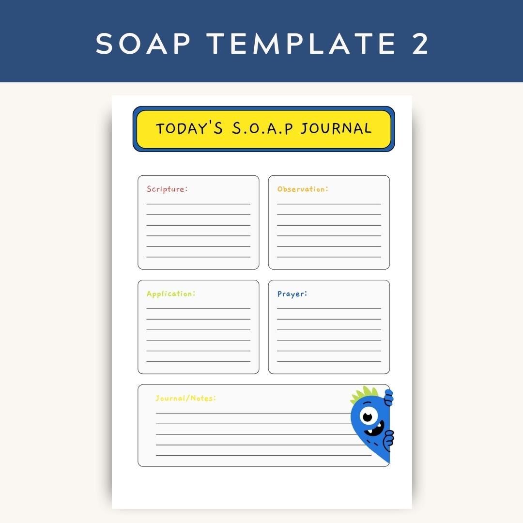 Bible Study Template S.O.A.P Method (Monster Theme) Printable PDF Download — Bible Study Template Soap Method Monster 2