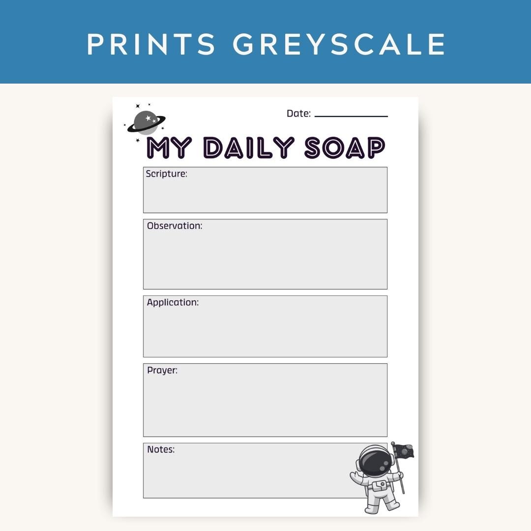 Bible Study Template S.O.A.P Method (Space Theme) Printable PDF Download — Bible Study Template Soap Method Space 2