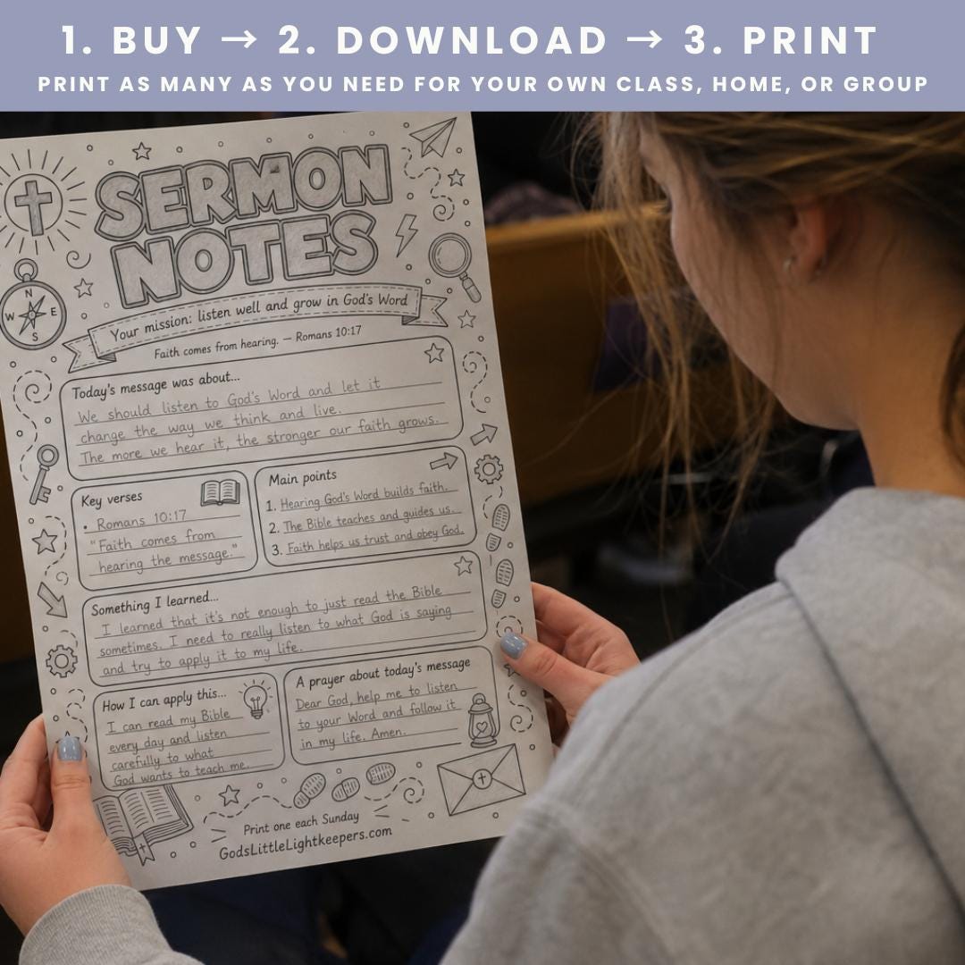 Christian Church Activity Pack Printable for Kids Sermon Notes Sunday School Worksheets Bible Activity Book — Christian Church Activity Pack Printable 2