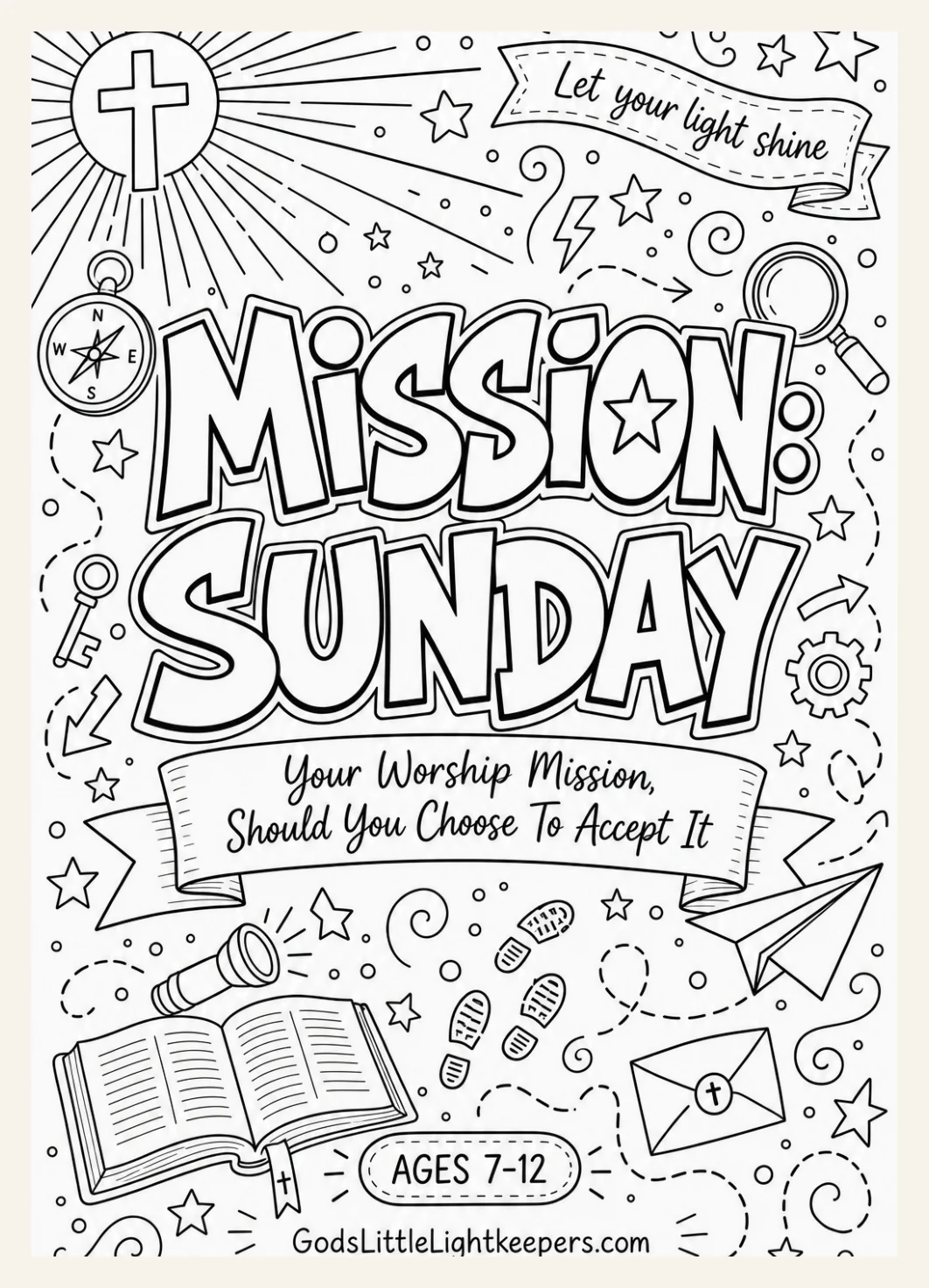 Christian Church Activity Pack Printable for Kids Sermon Notes Sunday School Worksheets Bible Activity Book — Preview page 1
