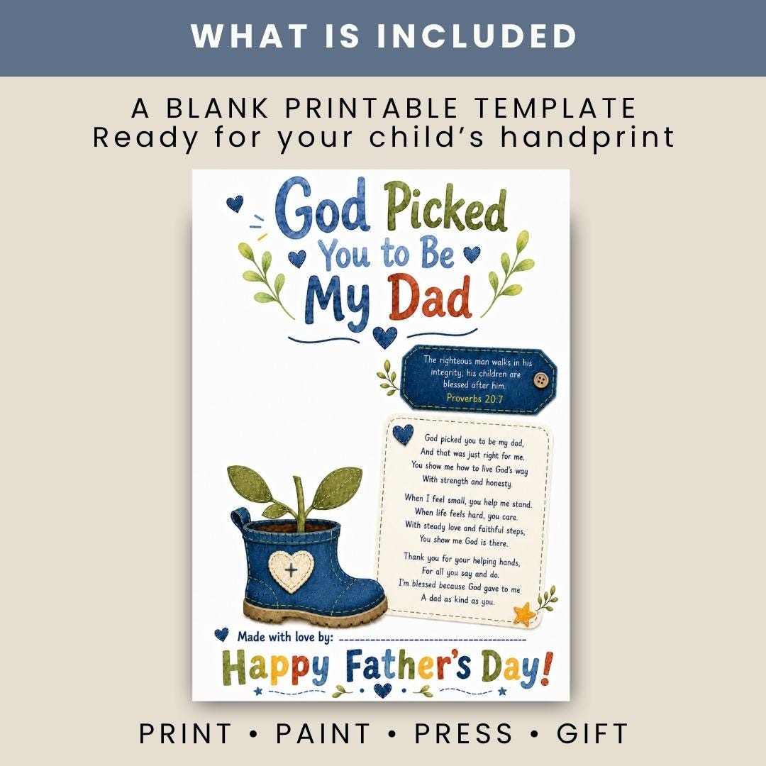 Christian Dad Handprint Poem, Bible Verse Craft (Digital Download) — Christian Dad Handprint Poem Bible Verse 1