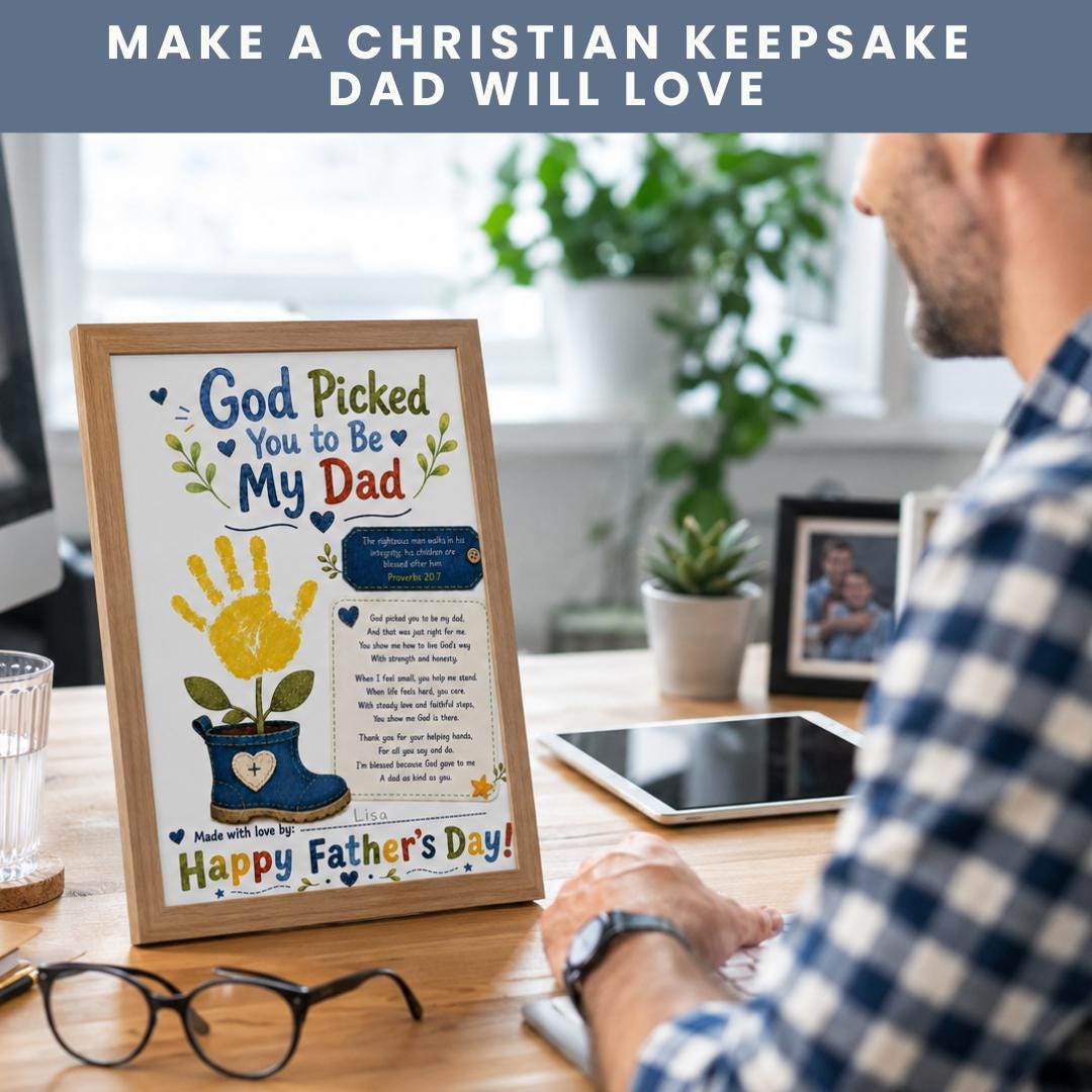 Christian Dad Handprint Poem, Bible Verse Craft (Digital Download) — Christian Dad Handprint Poem Bible Verse 2