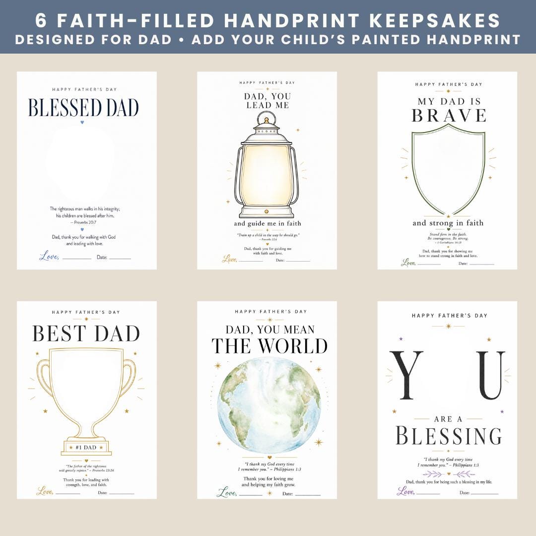 Father's Day Handprint Art Bundle, Christian Bible Verse Keepsake (Instant Download PDF) — Fathers Day Handprint Art Bundle 2