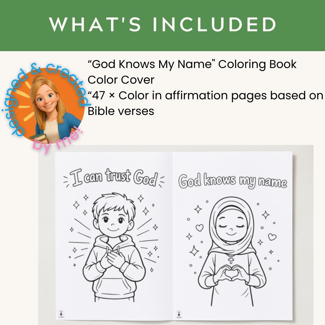 Bible Verse Affirmation Coloring Book for Kids | God Knows My Name (48 Pages) — Gospel Coloring For Kids Christian 2