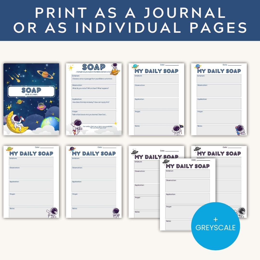 Kids Bible Study Journal Printable – SOAP Worksheet Template (Space Theme) PDF — Kids Bible Study Journal Printable Soap 2 1