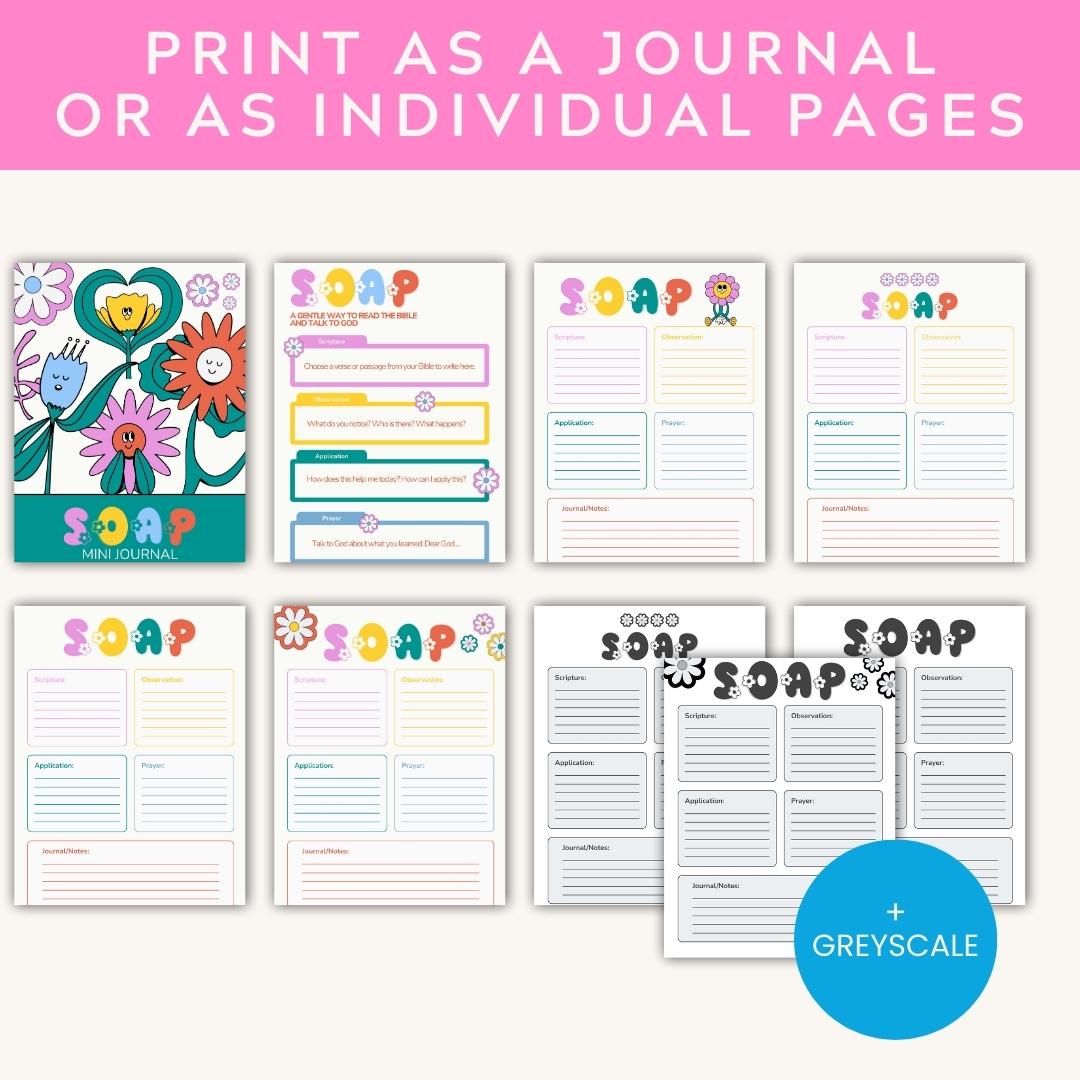 Kids Bible Study Journal Printable – SOAP Worksheet Template (Flower Theme) PDF — Kids Bible Study Journal Printable Soap 3 1