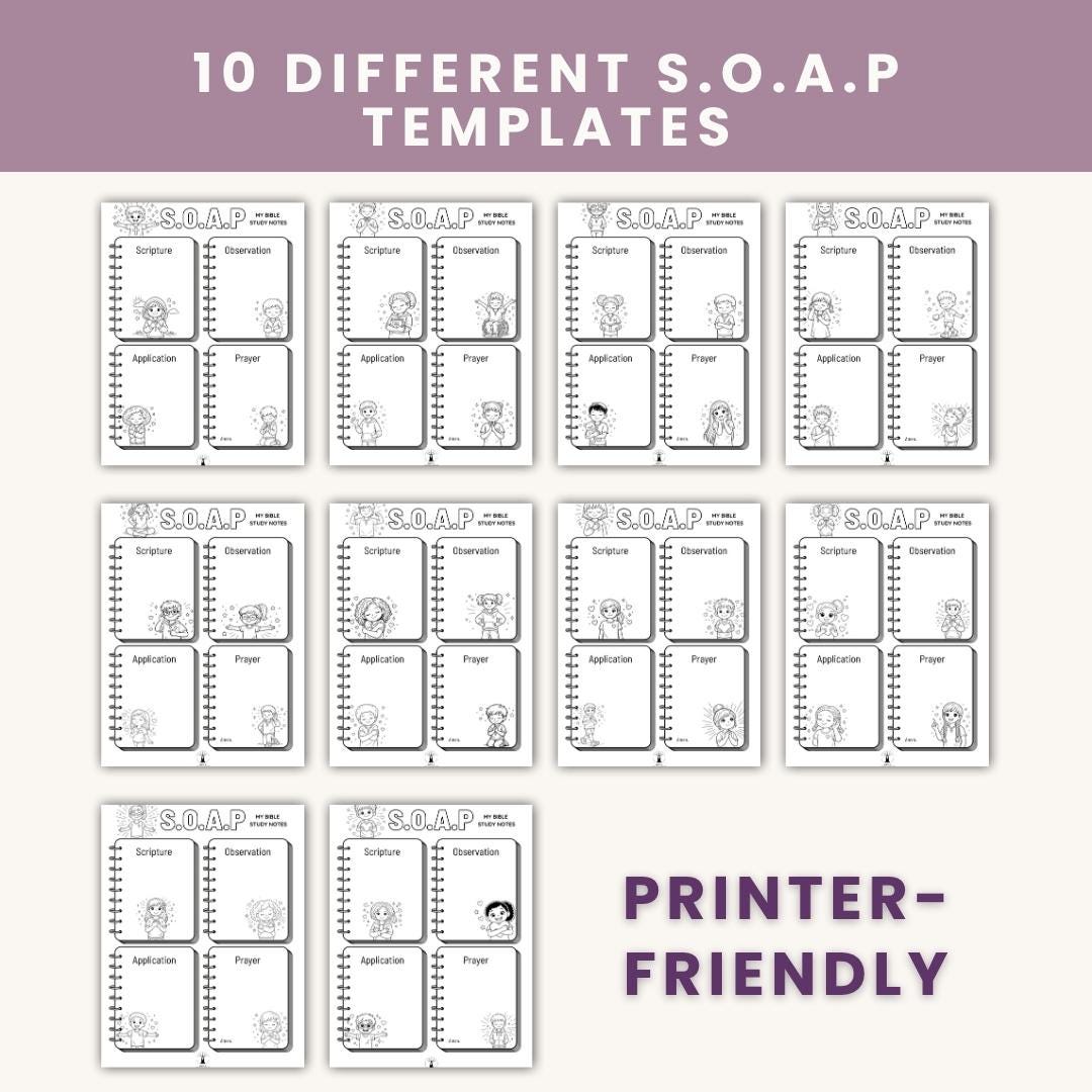 Kids S.O.A.P Bible Study Worksheets | Scripture Journal Templates (PDF Download) — Kids Bible Study Notes Template Soap 1