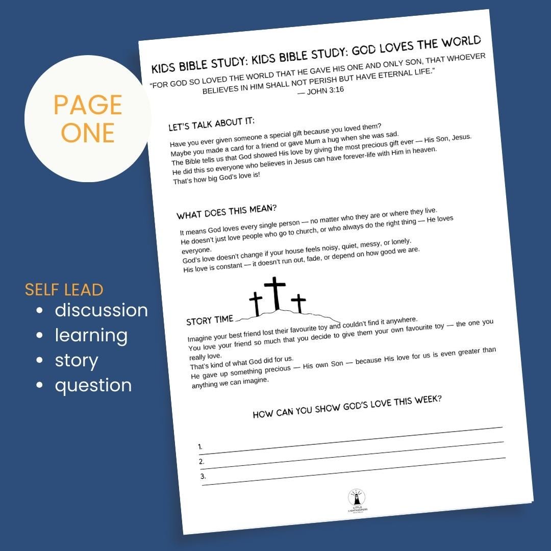 Kids Bible Study Worksheet + Guided SOAP Template with prompts | God Loves The World (Printable PDF) — Kids Bible Study Worksheet Guided Soap 2 1