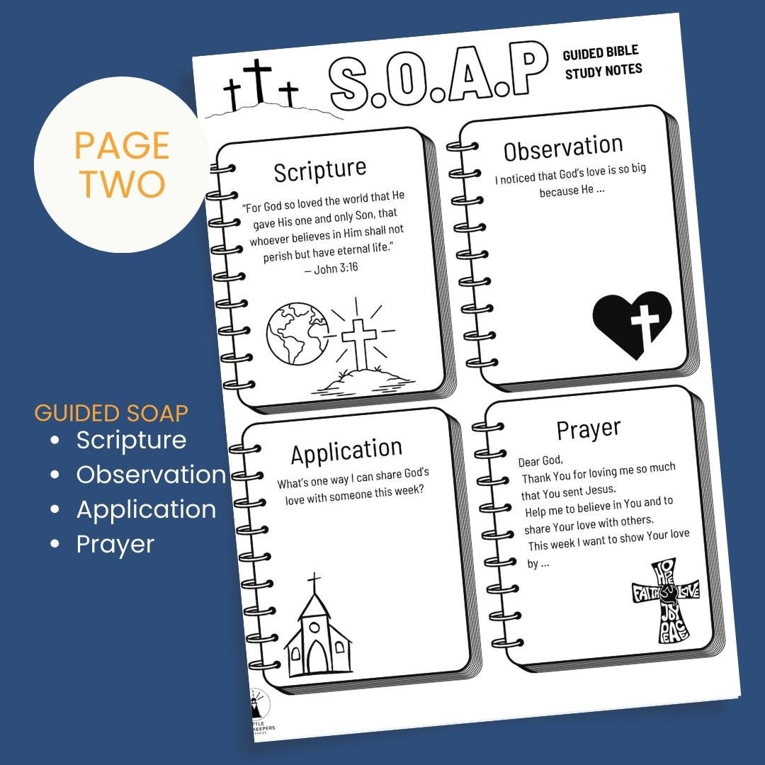 Kids Bible Study Worksheet + Guided SOAP Template with prompts | God Loves The World (Printable PDF) — Kids Bible Study Worksheet Guided Soap 2 2
