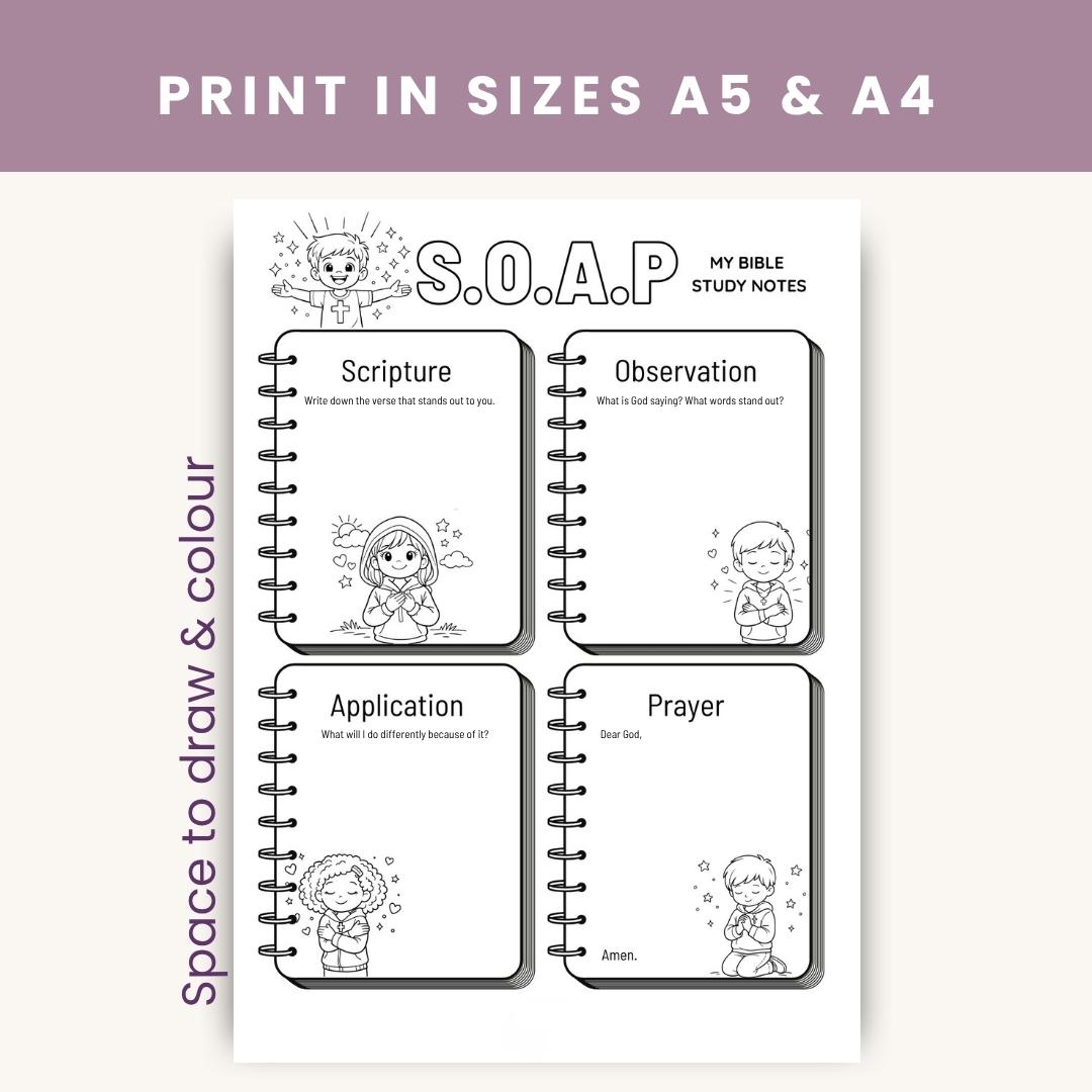 Kids Bible Study Worksheet | SOAP Method Printable (Digital Download) — Kids Bible Study Worksheet Soap Method 1