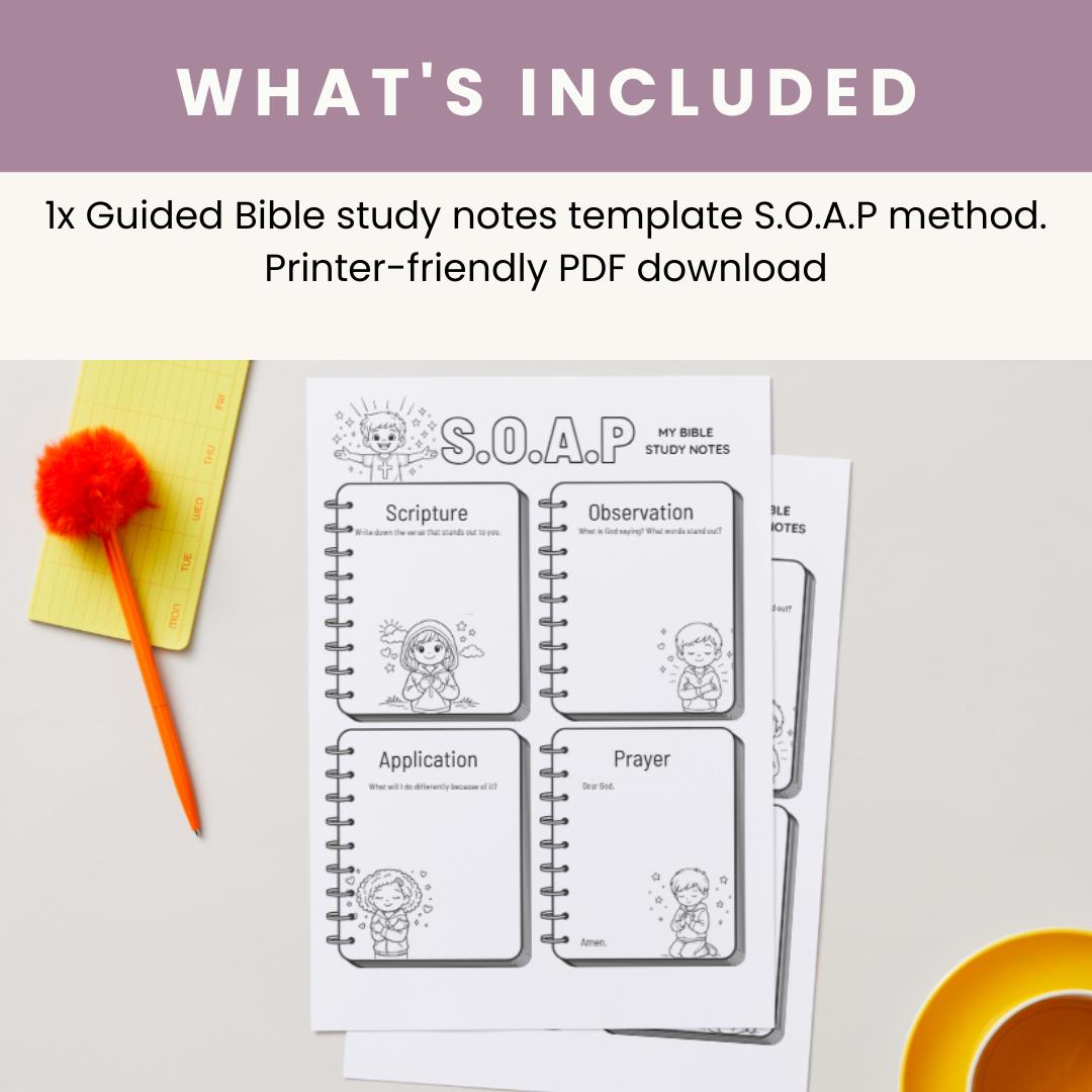Kids Bible Study Worksheet | SOAP Method Printable (Digital Download) — Kids Bible Study Worksheet Soap Method 2
