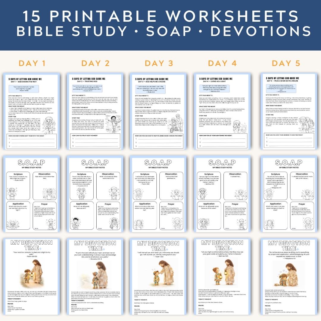 Kids Bible Study Worksheets | 5-Day Christian Devotional (PDF Download) — Kids Bible Study Worksheets For School 1