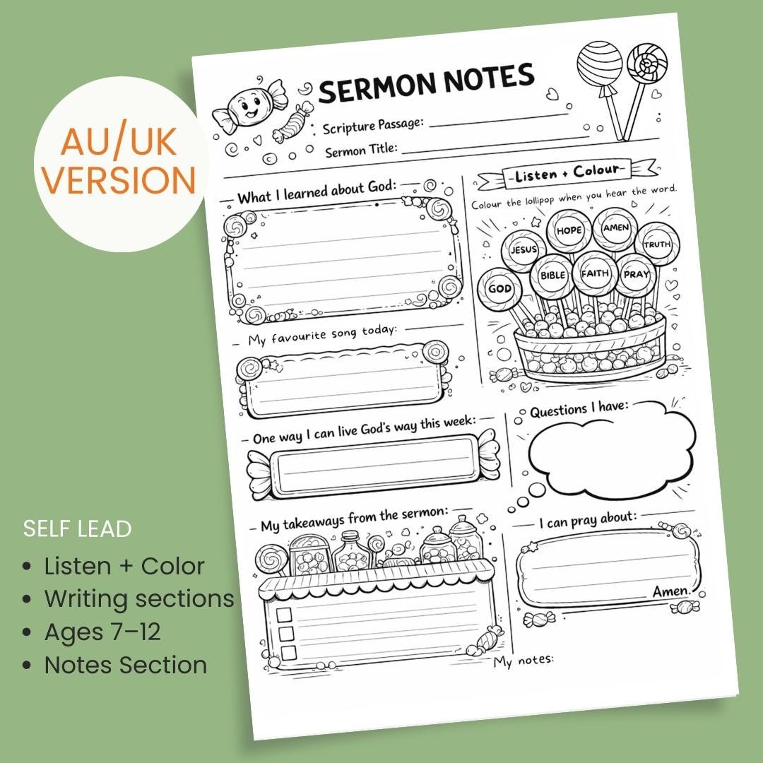 Kids Church Notes Worksheet | Bible Study Notes Template | Printable Sermon Activity for Children — Kids Church Notes Worksheet Bible Study 2