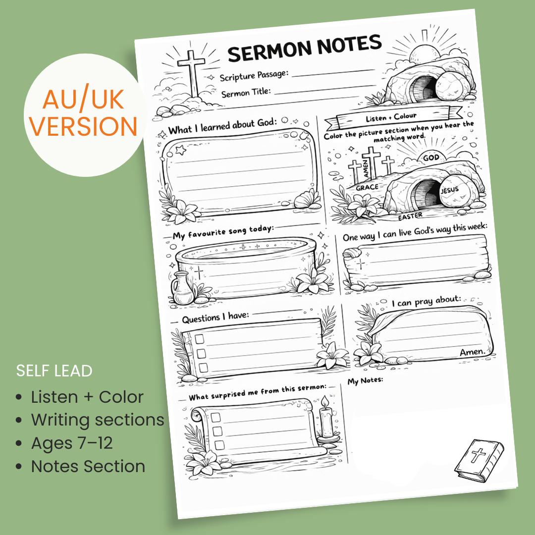 Kids Easter Sermon Notes Worksheet Printable | Christian Church Activity for Kids | Instant PDF Download — Kids Easter Sermon Notes Worksheet 2