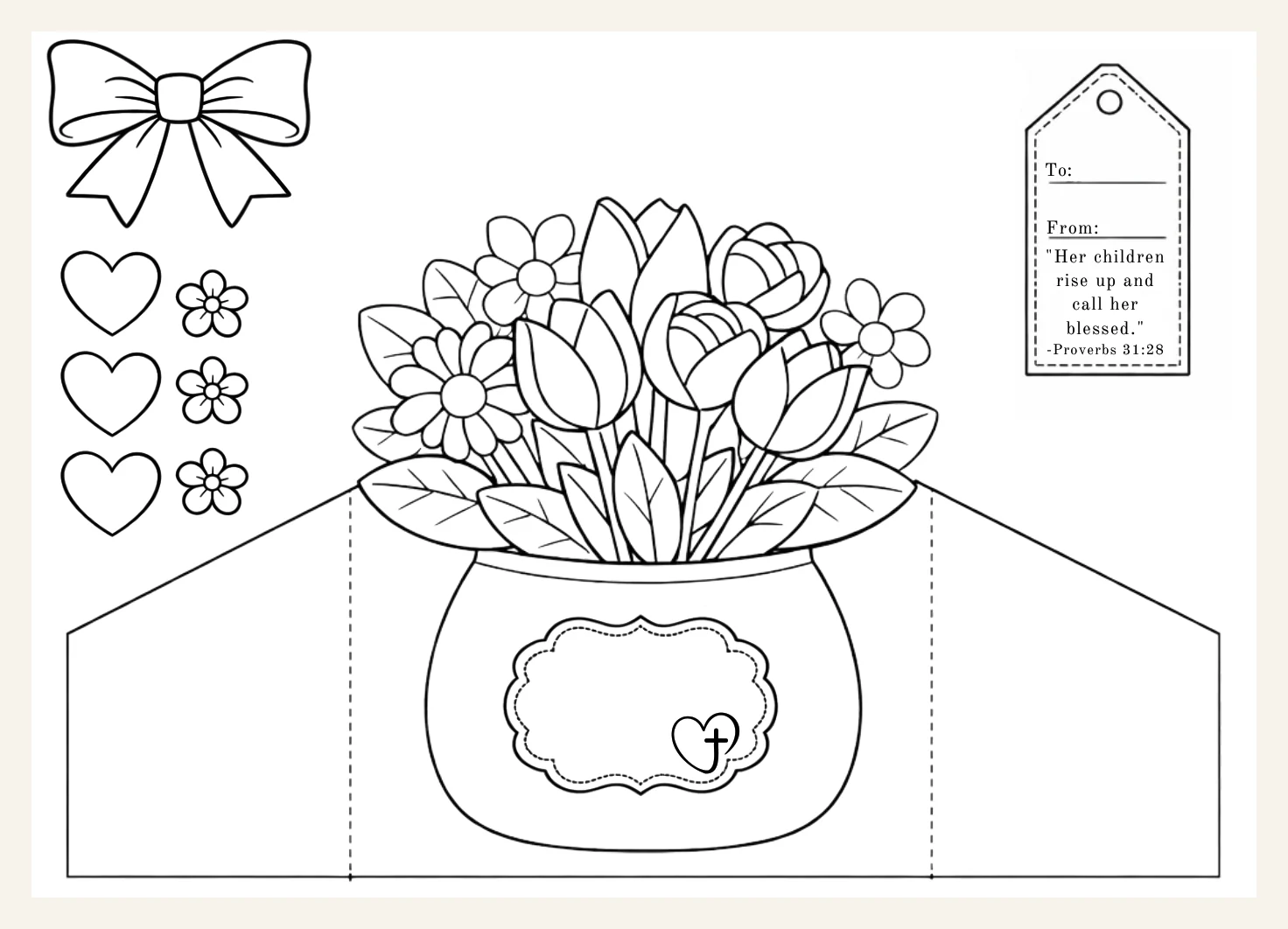 Kids Flower Bouquet Card Craft | Mother's Day Bible Verse Activity (Digital Download) — Kids Flower Bouquet Card Craft Mothers Actual Buyer Preview 3