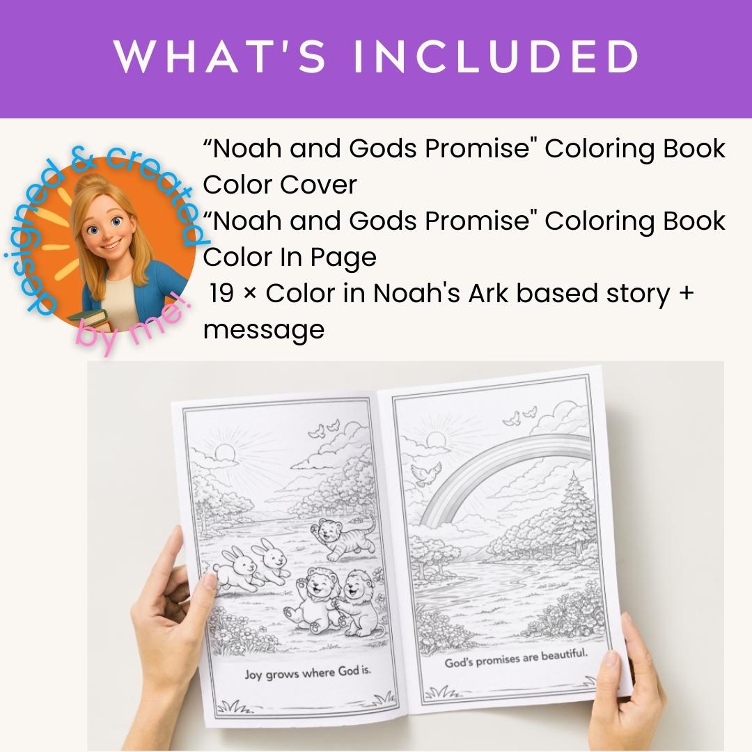 Noah's Ark Bible Story Coloring Pages | Bible Verse Coloring |  Christian Printable | Sunday School | Homeschool Kids Activity PDF — Noah And Gods Promise Coloring For Kids 2