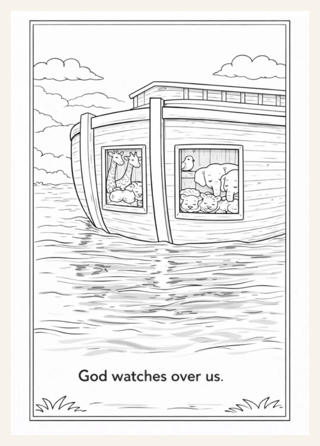 Noah's Ark Bible Story Coloring Pages | Bible Verse Coloring |  Christian Printable | Sunday School | Homeschool Kids Activity PDF — Preview page 2