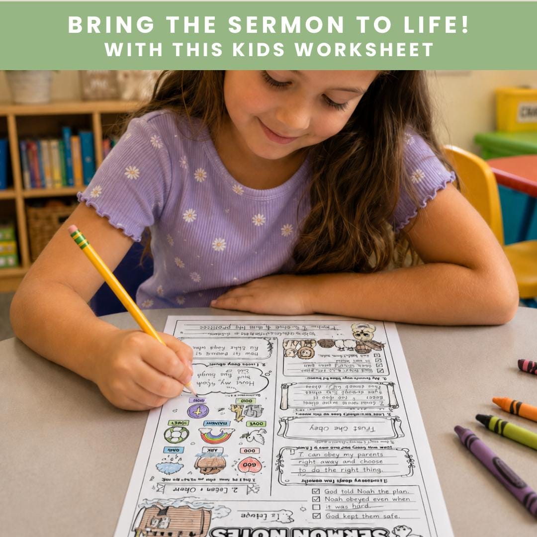 Noah's Ark Kids Sermon Notes Worksheet | Bible Study Activity (PDF Download) — Noahs Ark Kids Sermon Notes Worksheet 2