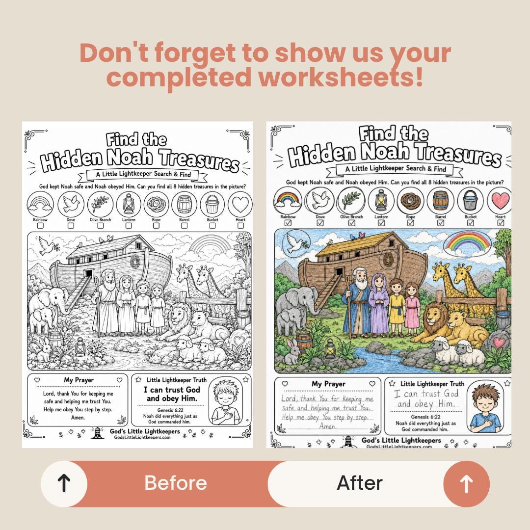 Noah’s Ark Seek and Find Printable | Bible I Spy Activity for Kids | Hidden Object Sunday School Worksheet | VBS | Christian Coloring Page — Noahs Ark Search And Find Printable 1