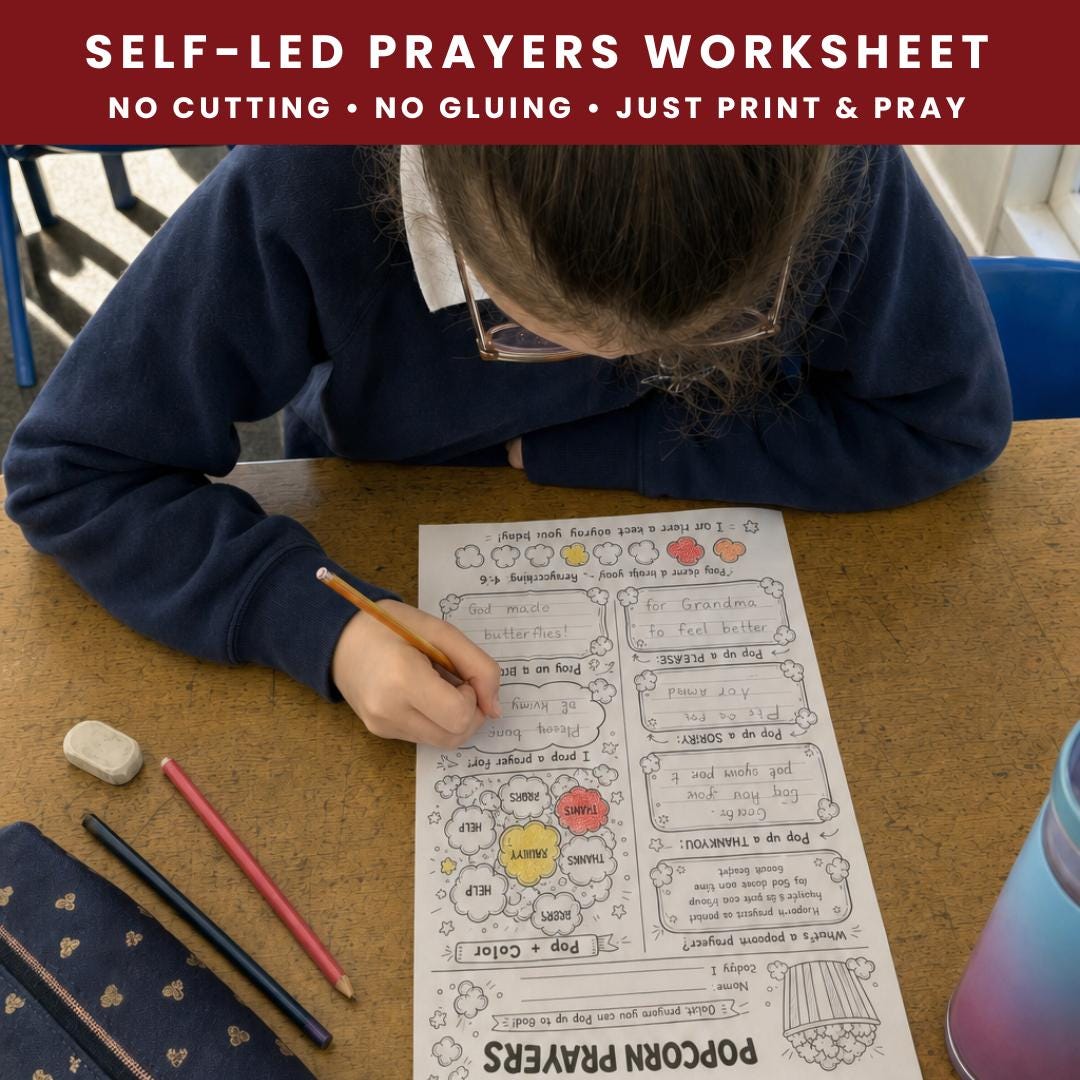 Kids Popcorn Prayer Worksheet, Teach Prayer Activity, Sunday School Printable (PDF Download) — Popcorn Prayer Worksheet For Kids No 2