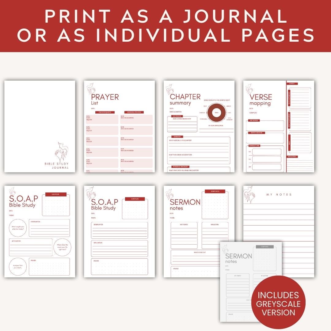 Printable Bible Study Templates | SOAP Method, Verse Mapping (PDF Download) — Printable Bible Study Bundle 7 Templates 2 1