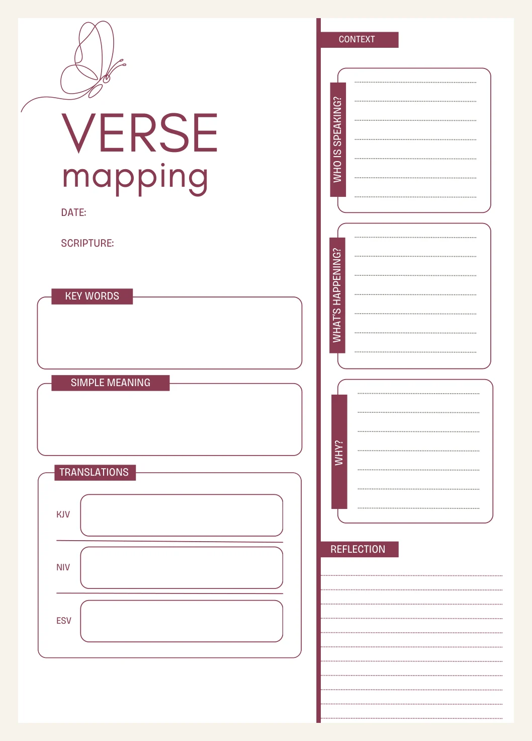 Bible Study Templates for Women | SOAP Method, Verse Mapping, Sermon Notes & Prayer Journal PDF — Preview page 2